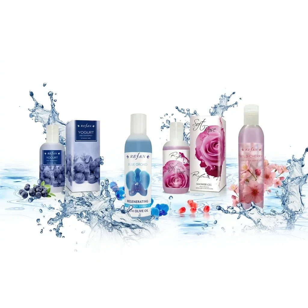 REFAN Kosmetik- und Pflegeprodukte wie Duschgels und Bodylotions mit Frucht- und Blütenextrakten